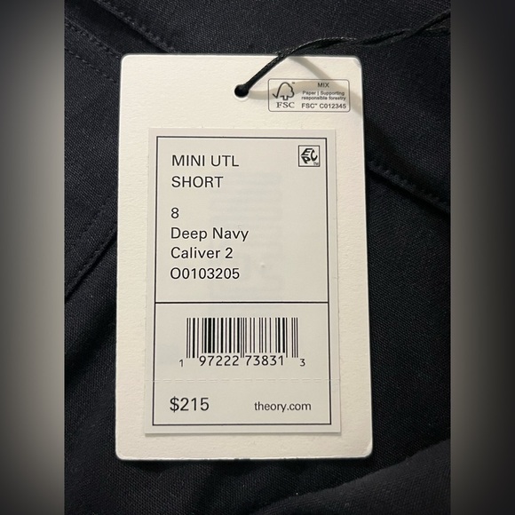 *NWT* Theory Mini Utility Short in Good Linen - Deep Navy - Picture 7 of 7